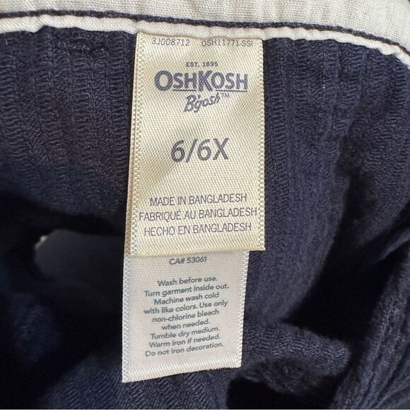 Oshkosh Girl's Size 6 Blue Navy Corduroy Overall Dress Snap Front - Picture 6 of 7